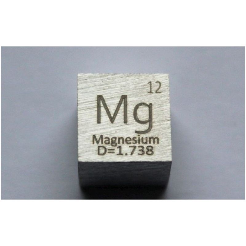 Hořčík Mg kovová kostka 10x10mm leštěná kostka čistoty 99,95%