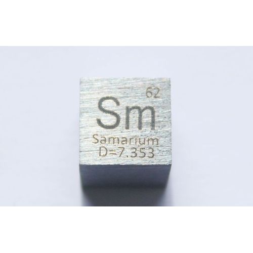 Samarium Sm kovová kostka 10x10mm leštěná kostka čistoty 99,95%