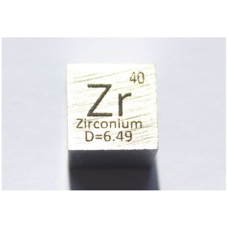 Zirkonium Zr kovová kostka 10x10mm leštěná kostka čistoty 99,2%