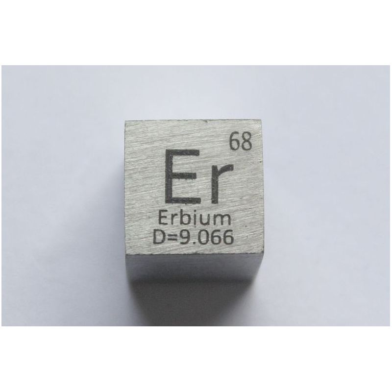 Erbium Er kovová kostka 10x10mm leštěná kostka o čistotě 99,9 %